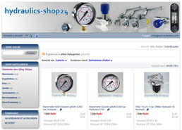 hydraulics-shop24. eBay-Shops und der Angebotsseiten. Konzeption / Screendesign, Gestaltung, Intergration diverser Funktionen und Plugins